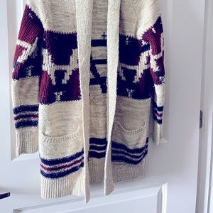 Thick cardigan color printed sweater